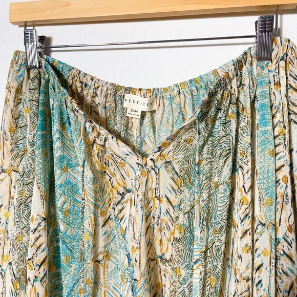 Love Stich S/M off the shoulder abstract print balloon sleeve top | boho, summer - Picture 7 of 9